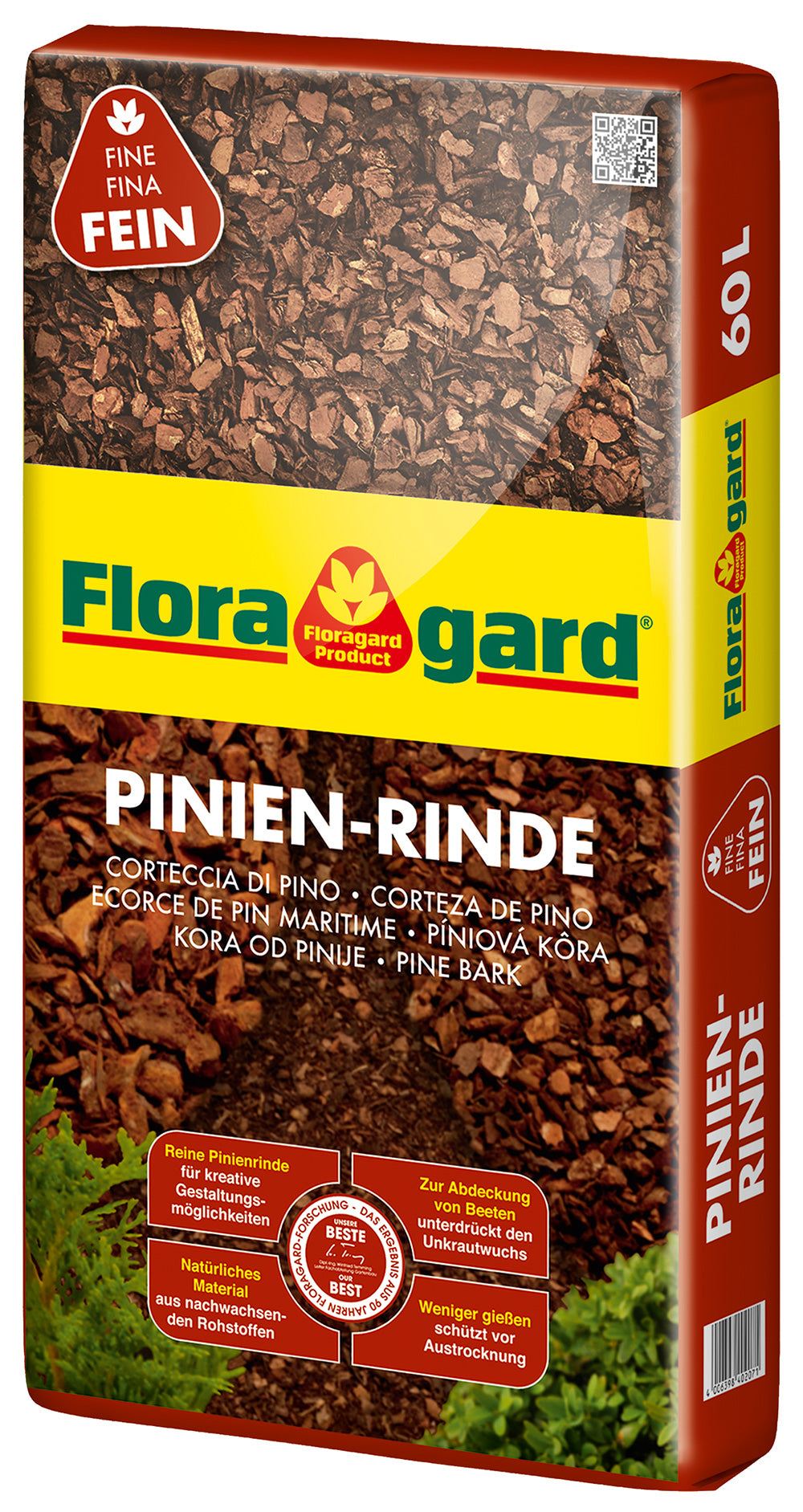 Floragard Pinien - Rinde, Pinienrinde, fein 7-15mm, Rindenmulch, Bodenabdeckung aus reiner mediterraner Pinie