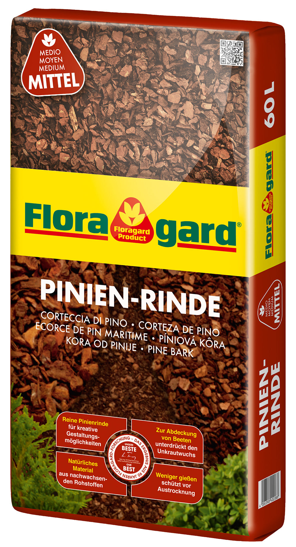 Floragard Pinien - Rinde, Pinienrinde, mittel 15-25mm , Rindenmulch, Bodenabdeckung aus reiner mediterraner Pinie