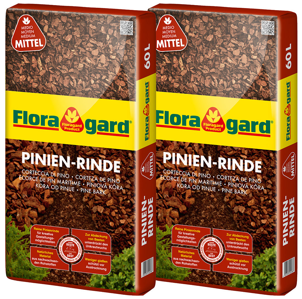 Floragard Pinien - Rinde, Pinienrinde, mittel 15-25mm , Rindenmulch, Bodenabdeckung aus reiner mediterraner Pinie