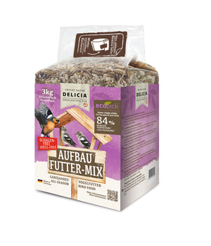 Delicia Aufbau Futter Mix, Vogelfutter, Streufutter, mit Mehlwürmern, Erdnüssen und Sonnenblumenkernen, Ambrosia gereinigt, Schalenfrei