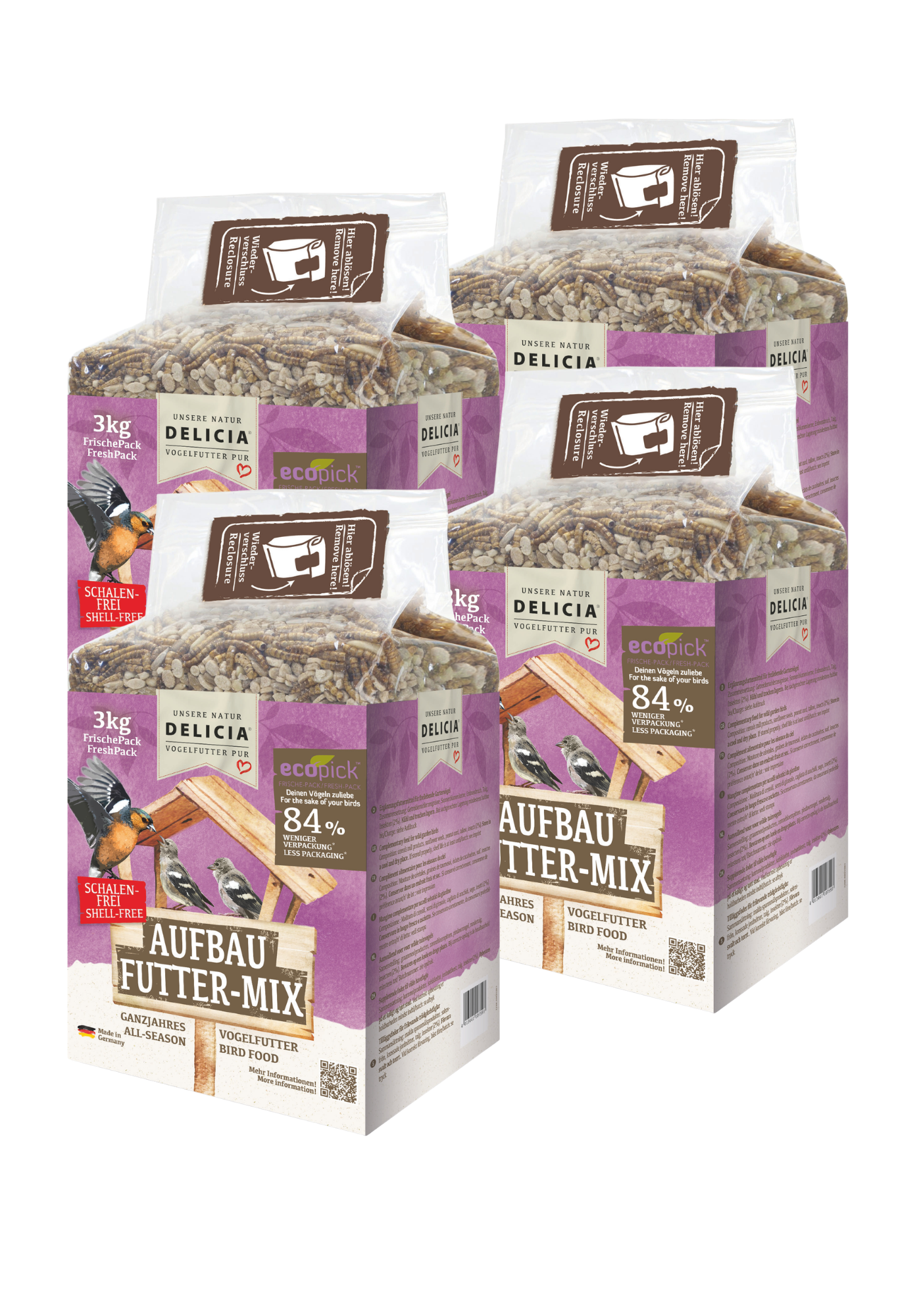 Delicia Aufbau Futter Mix, Vogelfutter, Streufutter, mit Mehlwürmern, Erdnüssen und Sonnenblumenkernen, Ambrosia gereinigt, Schalenfrei