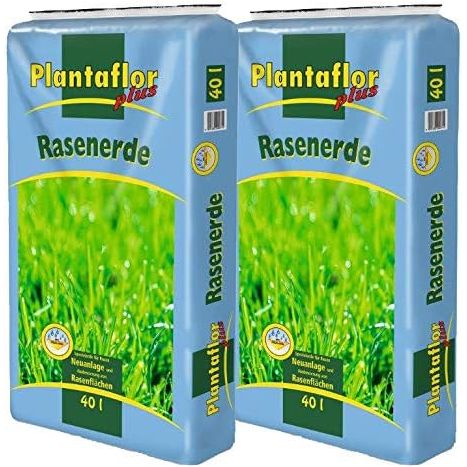 80L Plantaflor Rasenerde, plus 250g Rasetta Rasensamen, Nachsaat, Ideal zum Ausbessern, mit Quarzsand