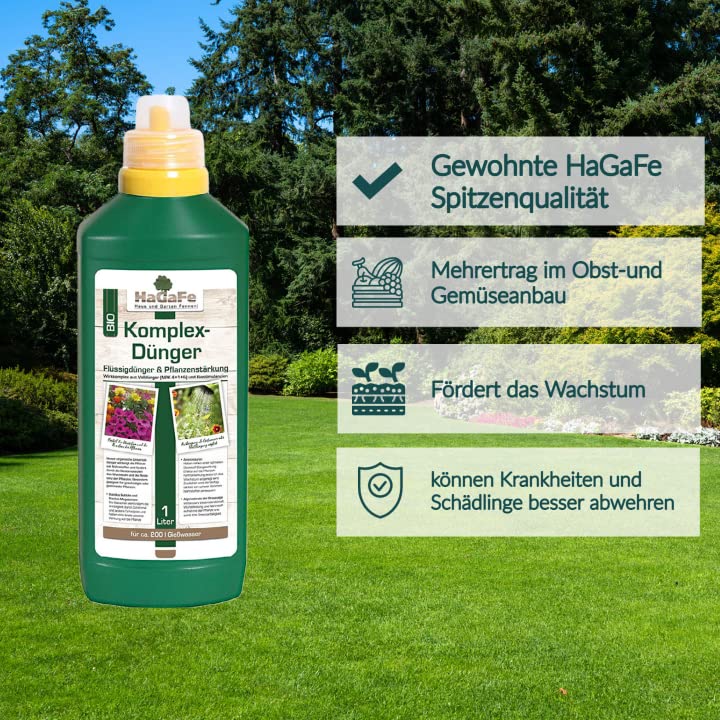 HaGaFe Bio Komplexdünger, Flüssigdünger, Universaldünger und Pflanzenstärkung, Blattdünger mit Bacillus Subtilis und Bacillus Megaterium