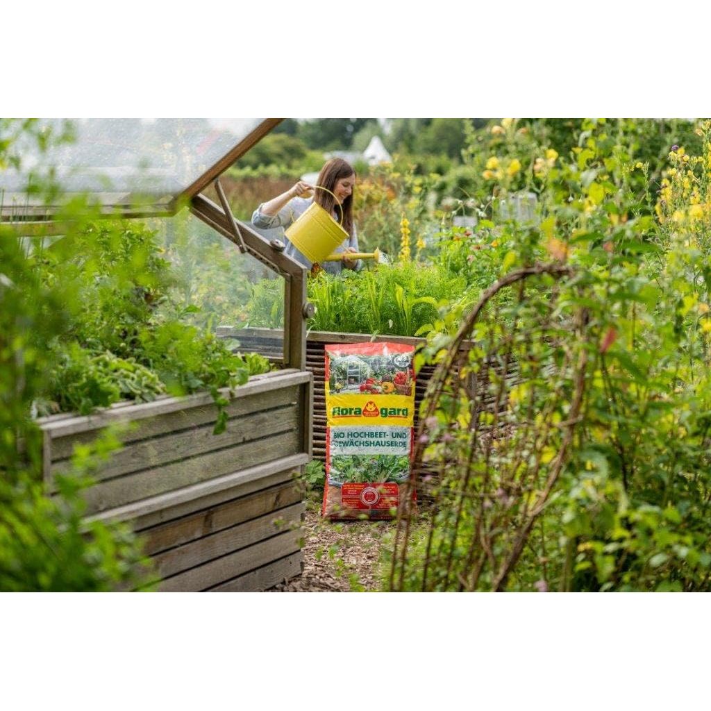 Floragard Bio Hochbeeterde 70L, Gewächshauserde, Gemüseerde, Gartenerde, Erde