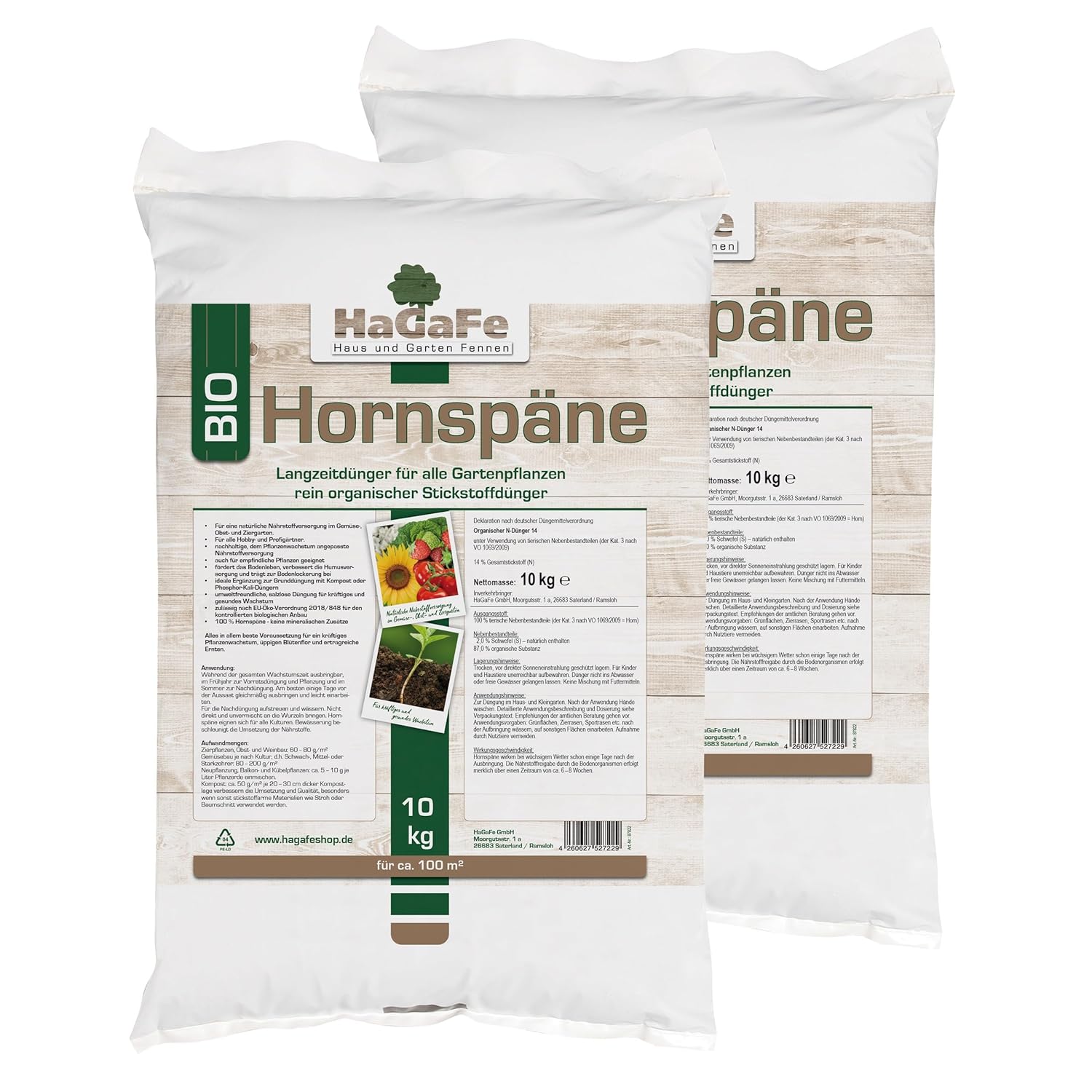 HaGaFe Bio Hornspäne, Gartendünger, Dünger, Gemüsedünger, Stickstoffdünger, rein organisch