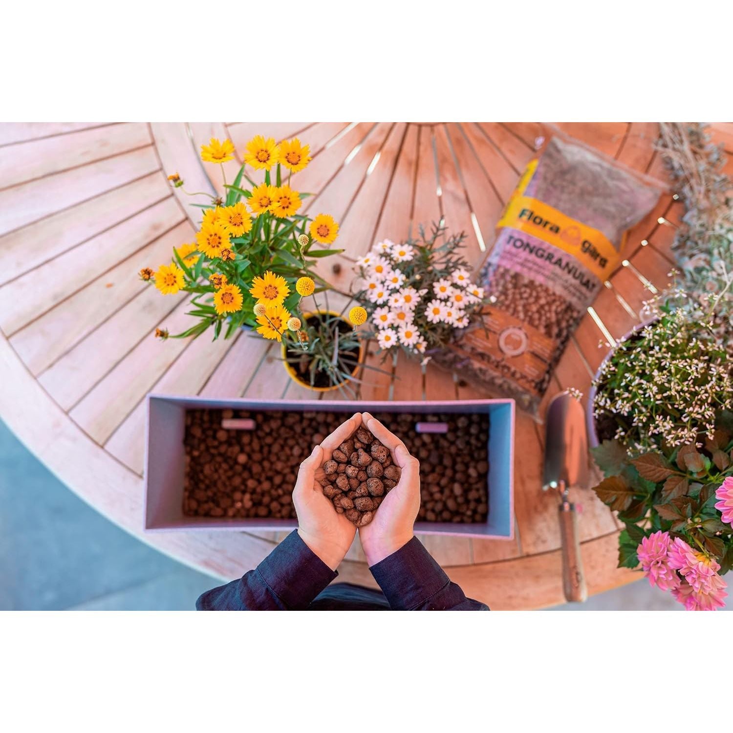 Floragard Tongranulat 50L, Blähton, Hydrokultursubstrat für Pflanzkästen, Kübel oder Topfe