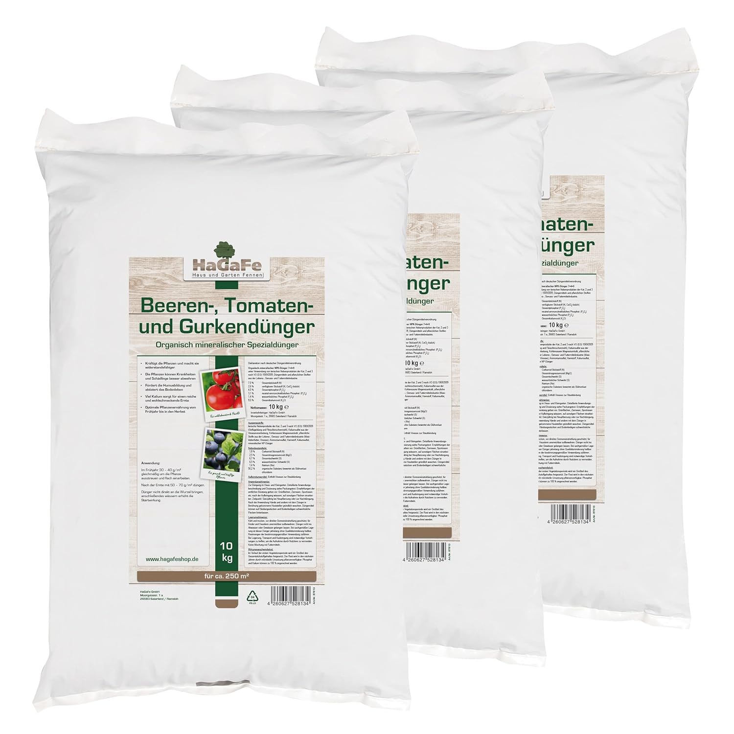 HaGaFe Beerendünger, Tomatendünger, Gurkendünger, Gemüsedünger, Hochbeetdünger