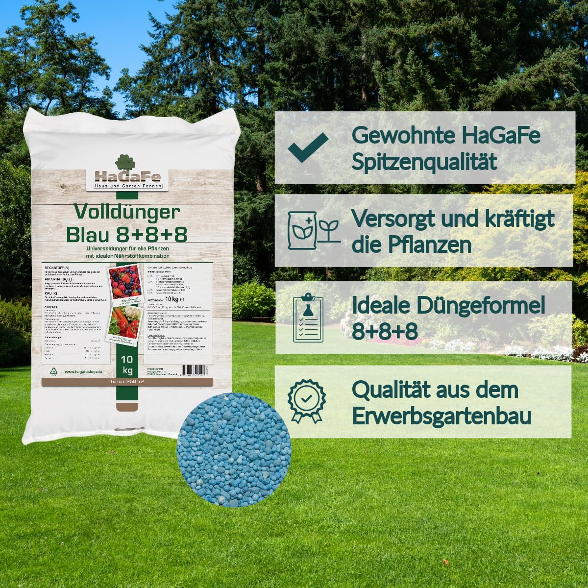 HaGaFe Volldünger Blau, Blaukorn, Universaldünger, Rasendünger, NPK Dünger, mineralischer Volldünger, Gartendünger