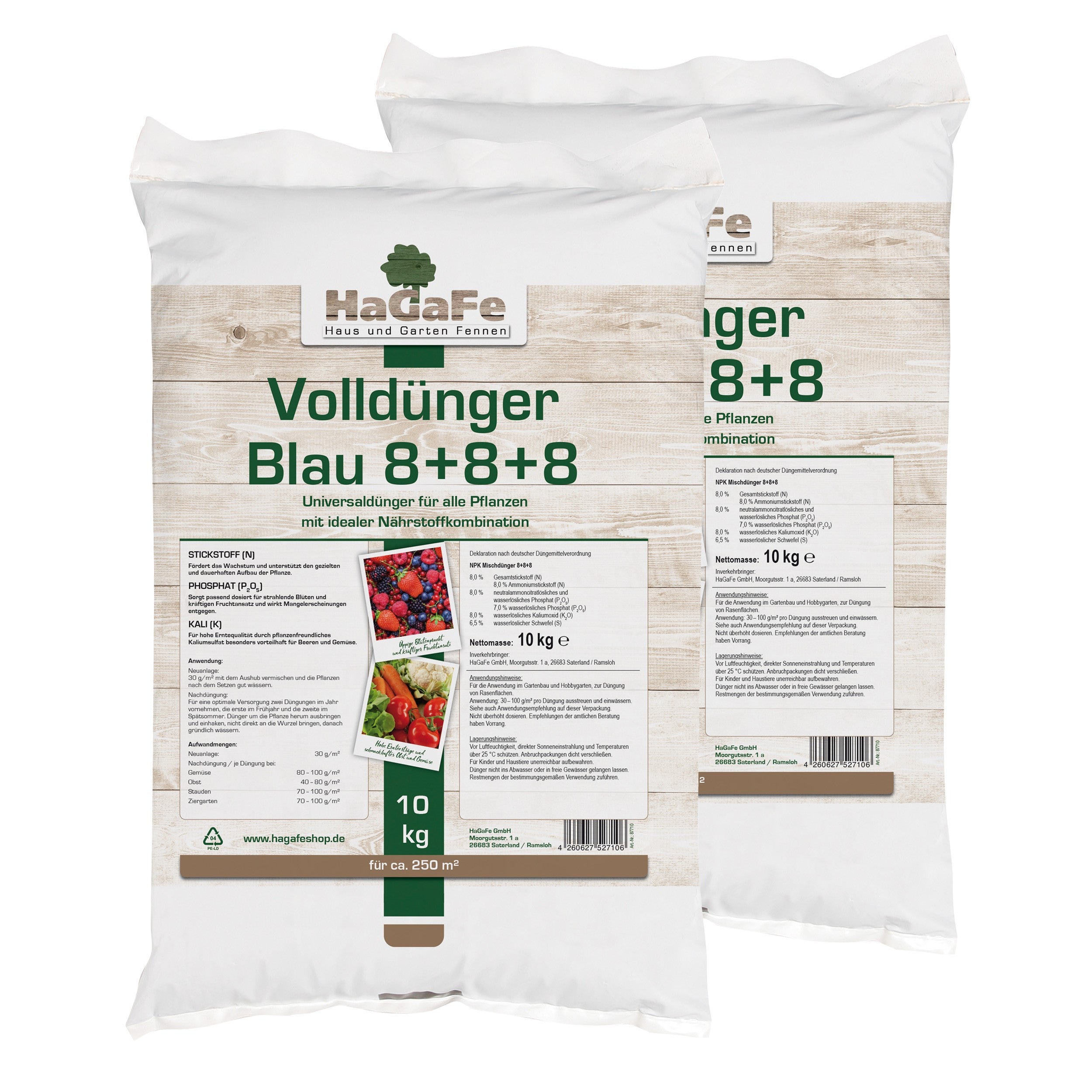 HaGaFe Volldünger Blau, Blaukorn, Universaldünger, Rasendünger, NPK Dünger, mineralischer Volldünger, Gartendünger