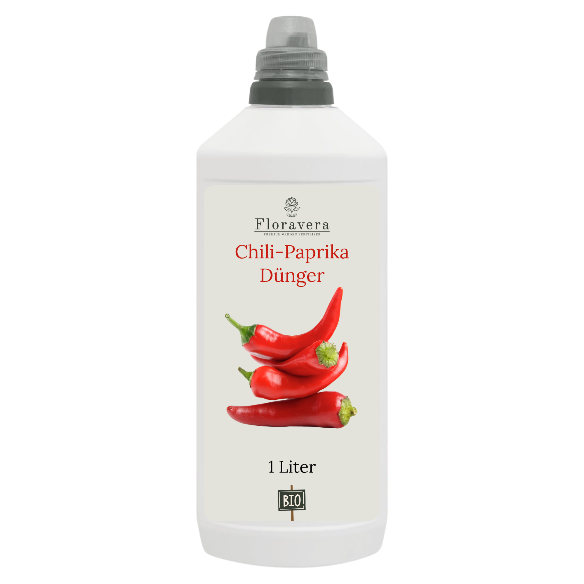 Floravera Premium Chili-Paprika Bio-Flüssigdünger 1 Liter Dünger Paprikadünger Chilidünger