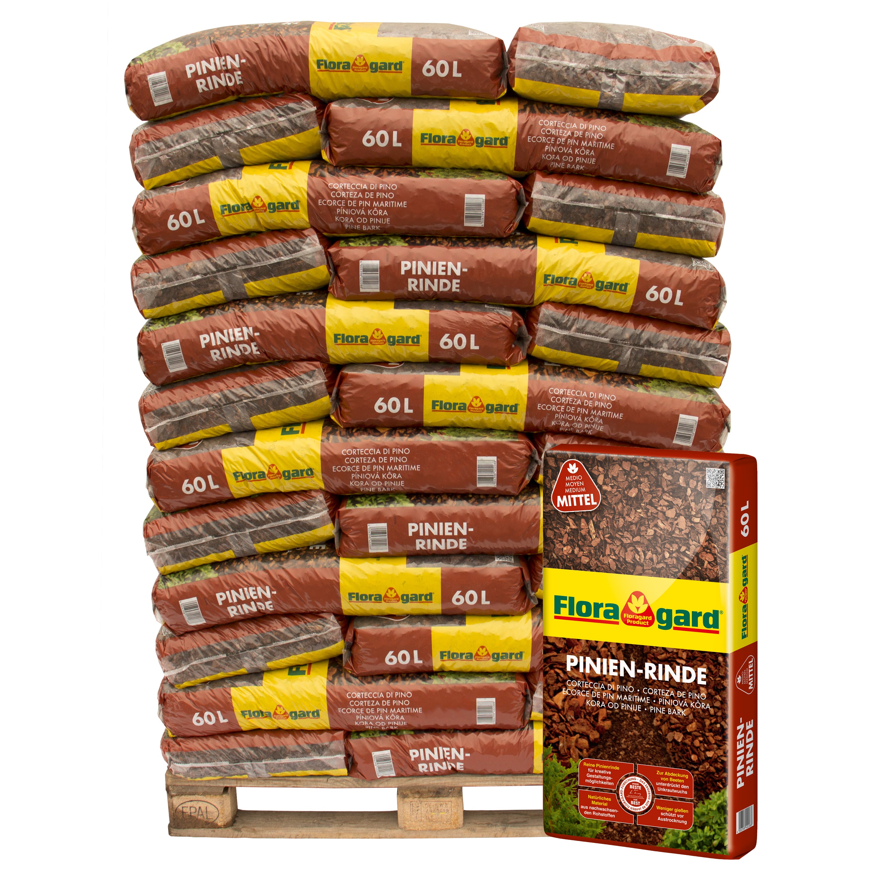 Floragard Pinien - Rinde, Pinienrinde, mittel 15-25mm , Rindenmulch, Bodenabdeckung aus reiner mediterraner Pinie
