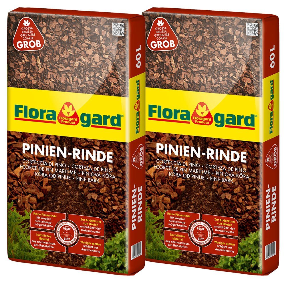 Floragard Pinien - Rinde, Pinienrinde, grob 25-40mm, Rindenmulch, Bodenabdeckung aus reiner mediterraner Pinie