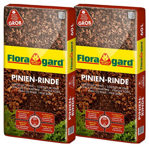 Floragard Pinien - Rinde, Pinienrinde, grob 25-40mm, Rindenmulch, Bodenabdeckung aus reiner mediterraner Pinie