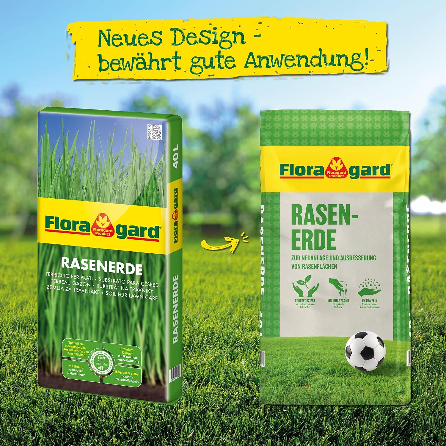 Floragard Rasenerde 40 L – lockeres Rasensubstrat mit Quarzsand & Naturdünger Guano zur Neuanlage, Ausbesserung & Pflege von Rasenflächen – fördert schnelle Keimung sowie grünen & gleichmäßigen Rasen