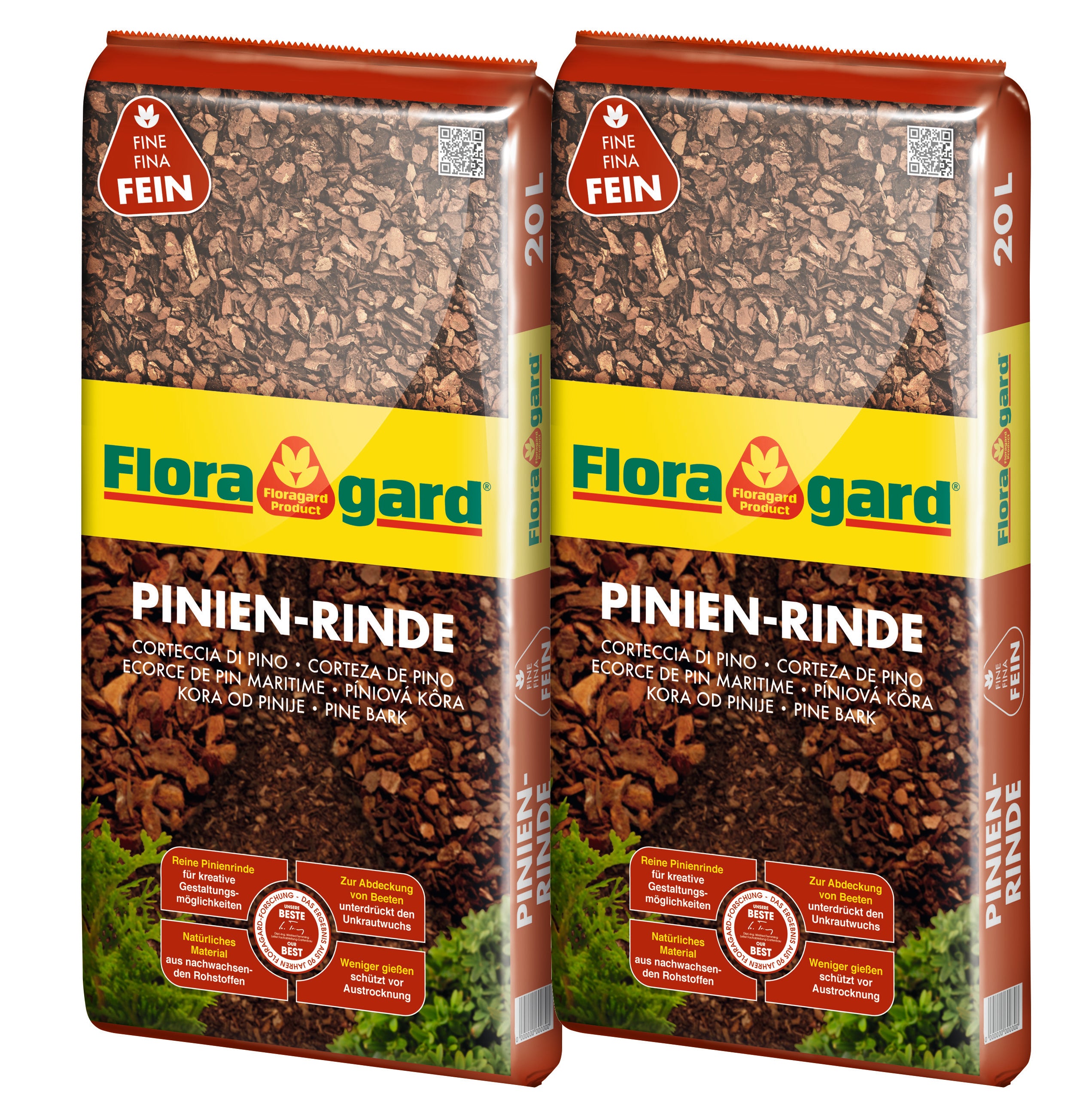 Floragard Pinien - Rinde, Pinienrinde, sehr fein 2-8mm, Rindenmulch, Bodenabdeckung aus reiner mediterraner Pinie