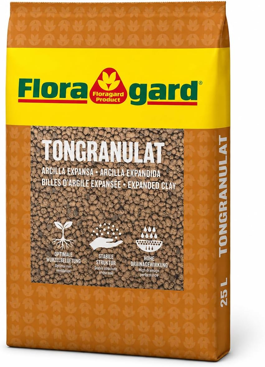 Floragard Tongranulat, Blähton, Hydrokultursubstrat für Pflanzkästen, Kübel oder Topfe