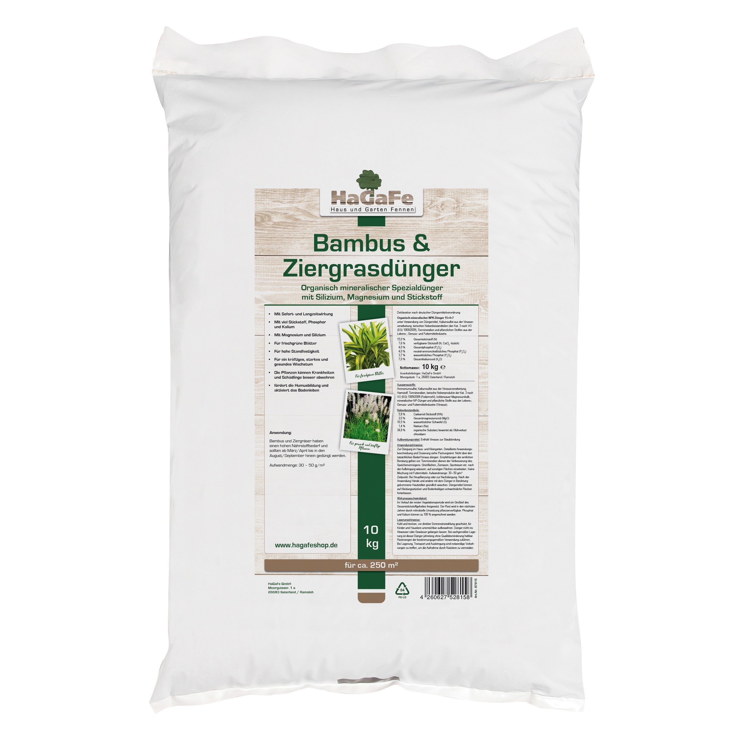 HaGaFe Bambusdünger, Ziergrasdünger, Spezialdünger, Dünger mit Silizium und Magnesium