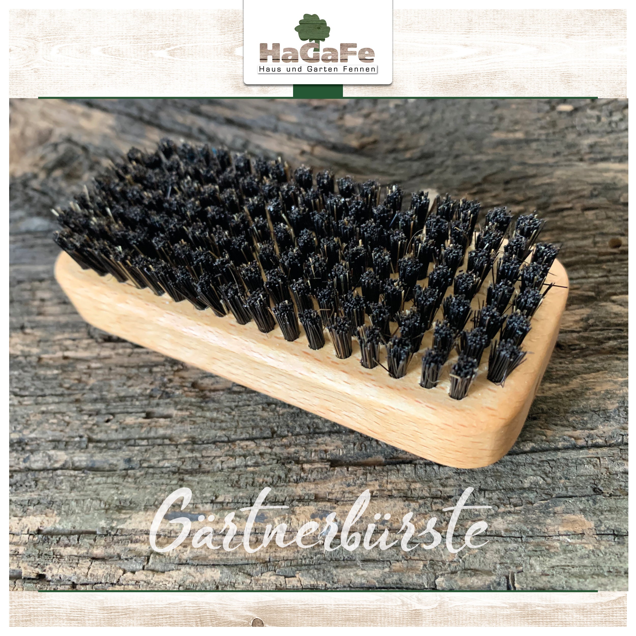 HaGaFe Gärtnerbürste, Handbürste, Handwaschbürste, Waschbürste aus Wildschweinborsten, premium Qualität aus Deutschland
