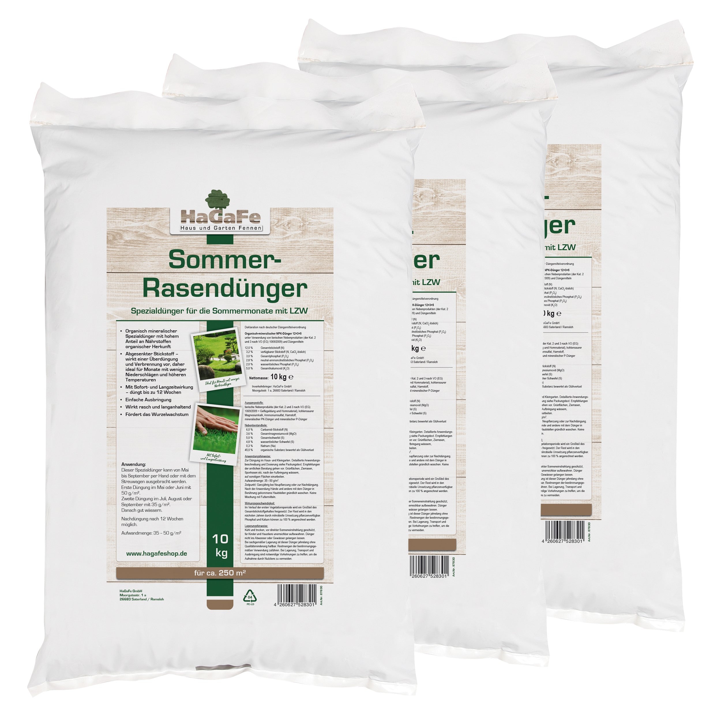 HaGaFe Sommer - Rasendünger, Sommerrasendünger, Spezialdünger, organisch mineralisch
