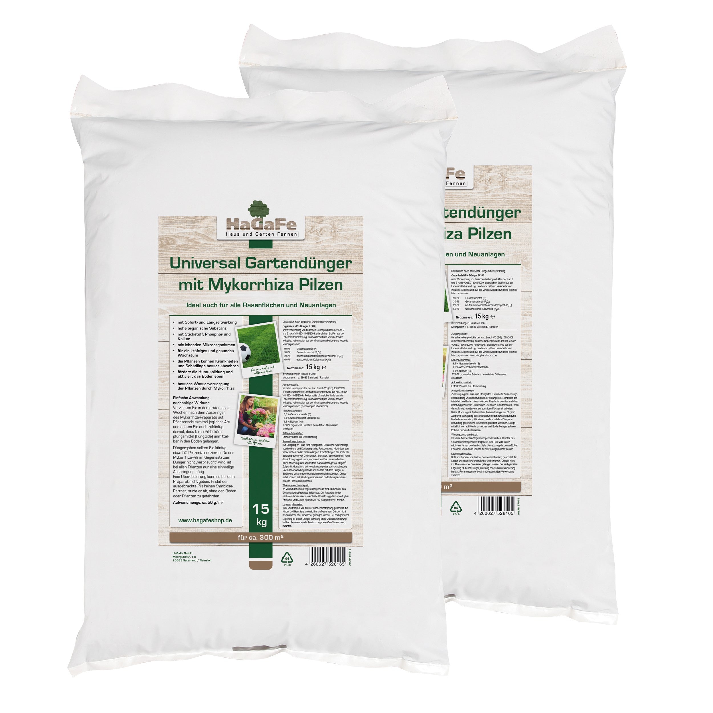 HaGaFe Universaldünger mit Mykorrhiza Pilzen, Rasendünger, Gartendünger, Gemüsedünger