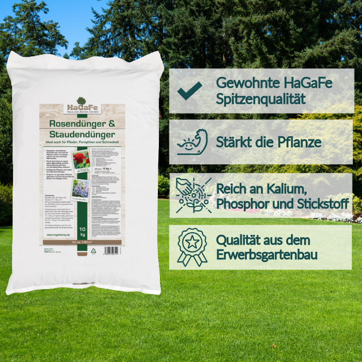 HaGaFe Rosendünger, Staudendünger, Ideal auch für Flieder, Forsythien, Schneeball, organisch - mineralischer Spezialdünger