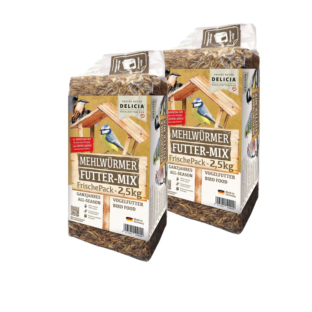 Delicia Mehlwürmer Futter Mix, Vogelfutter, Igelfutter, Reptilienfutter, Fischfutter, Hamsterfutter, 100% natürlich getrocknete Mehlwürmer
