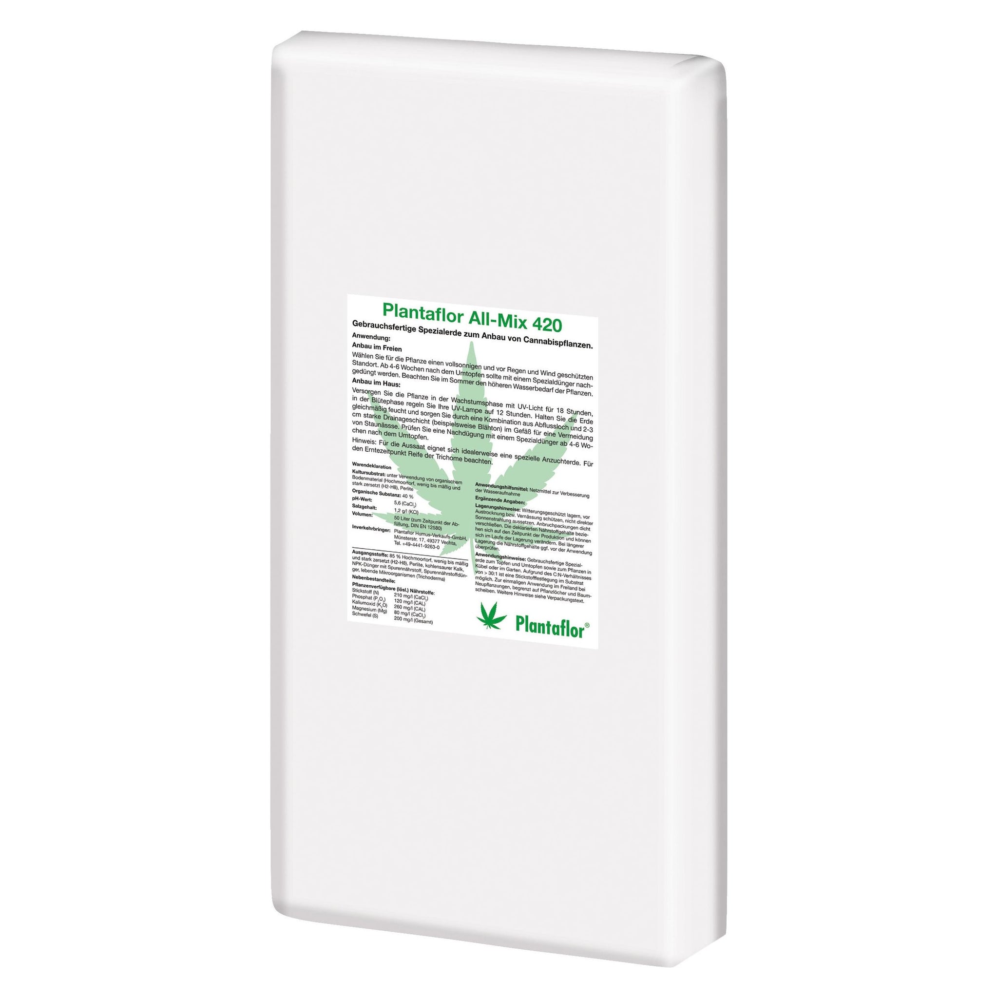 Plantaflor Cannabis Erde, All-Mix 420, Hanferde, Spezialerde – HaGaFeShop