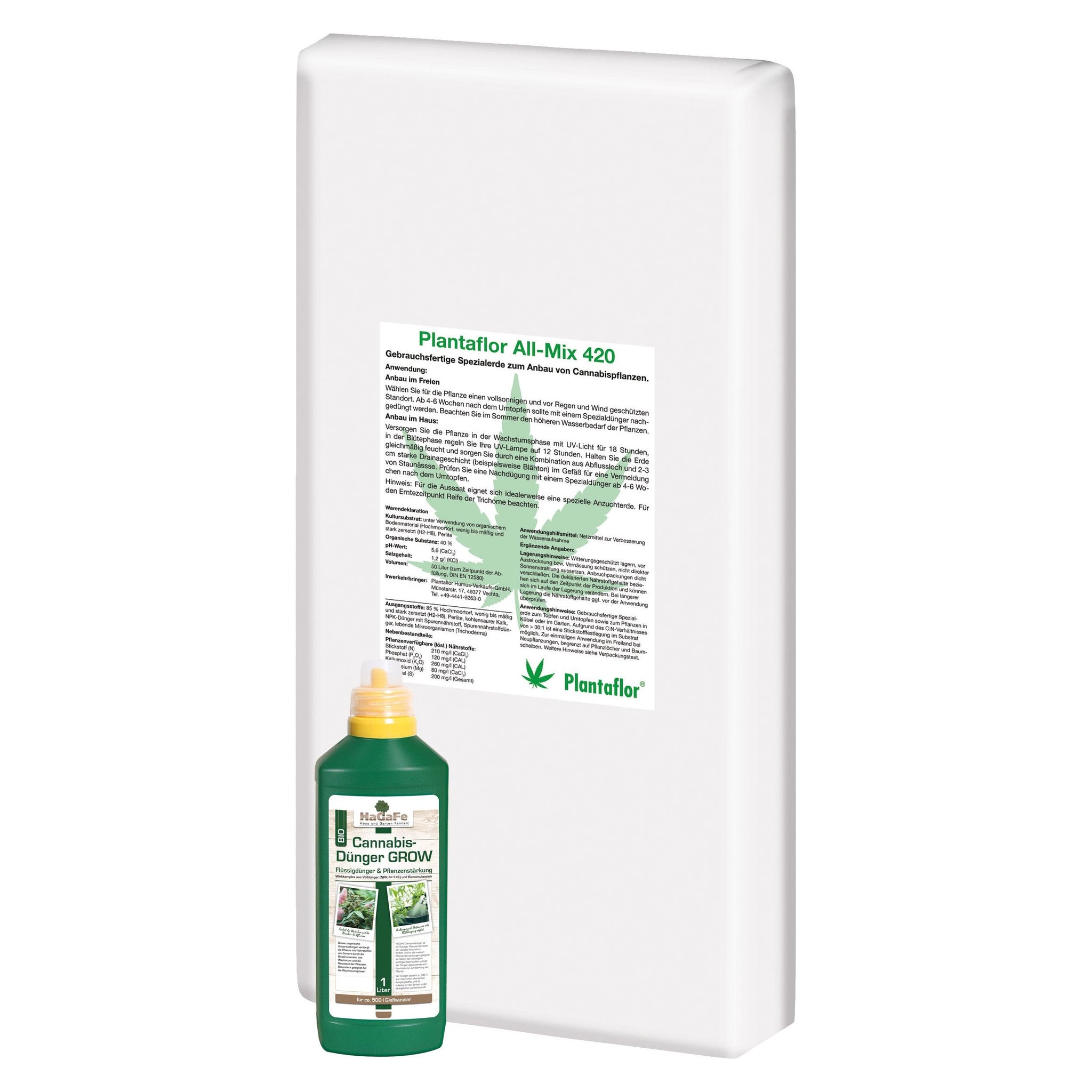 Plantaflor Cannabis Erde 50L, plus HaGaFe Cannabis Flüssigdünger 1L –  HaGaFeShop