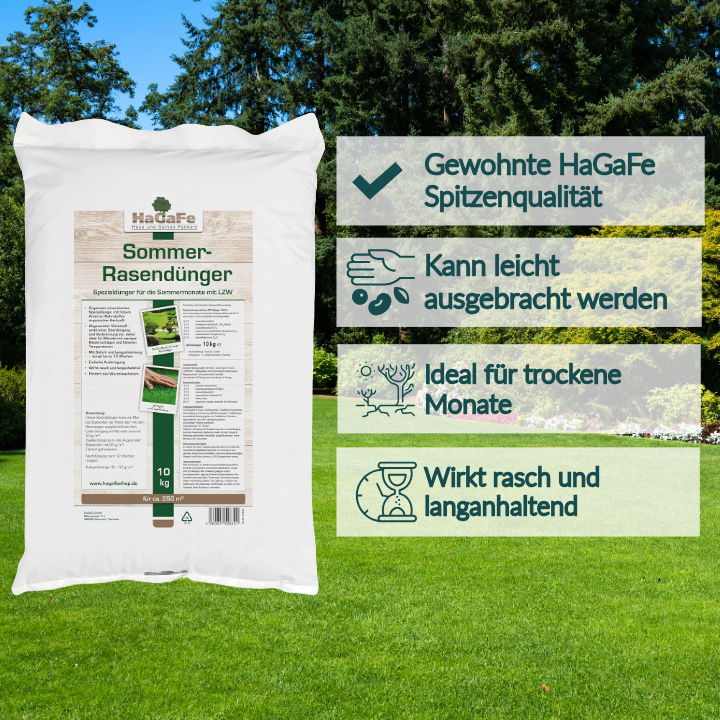HaGaFe Sommer - Rasendünger, Sommerrasendünger, Spezialdünger, organisch mineralisch