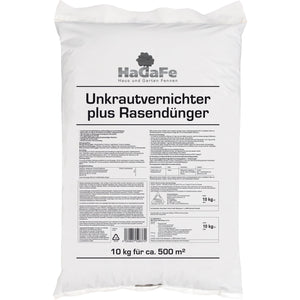 HaGaFe Unkrautvernichter plus Rasendünger, Dünger mit UV, NPK, Volldünger, Rasen düngen plus Unkraut vernichten