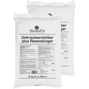 HaGaFe Unkrautvernichter plus Rasendünger, Dünger mit UV, NPK, Volldünger, Rasen düngen plus Unkraut vernichten