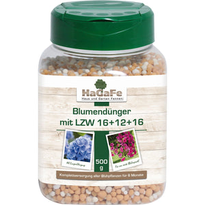 HaGaFe Blumendünger, Balkonkastendünger, Kübeldünger mit 6 Monate Langzeitwirkung, 16+12+16 500g Dose