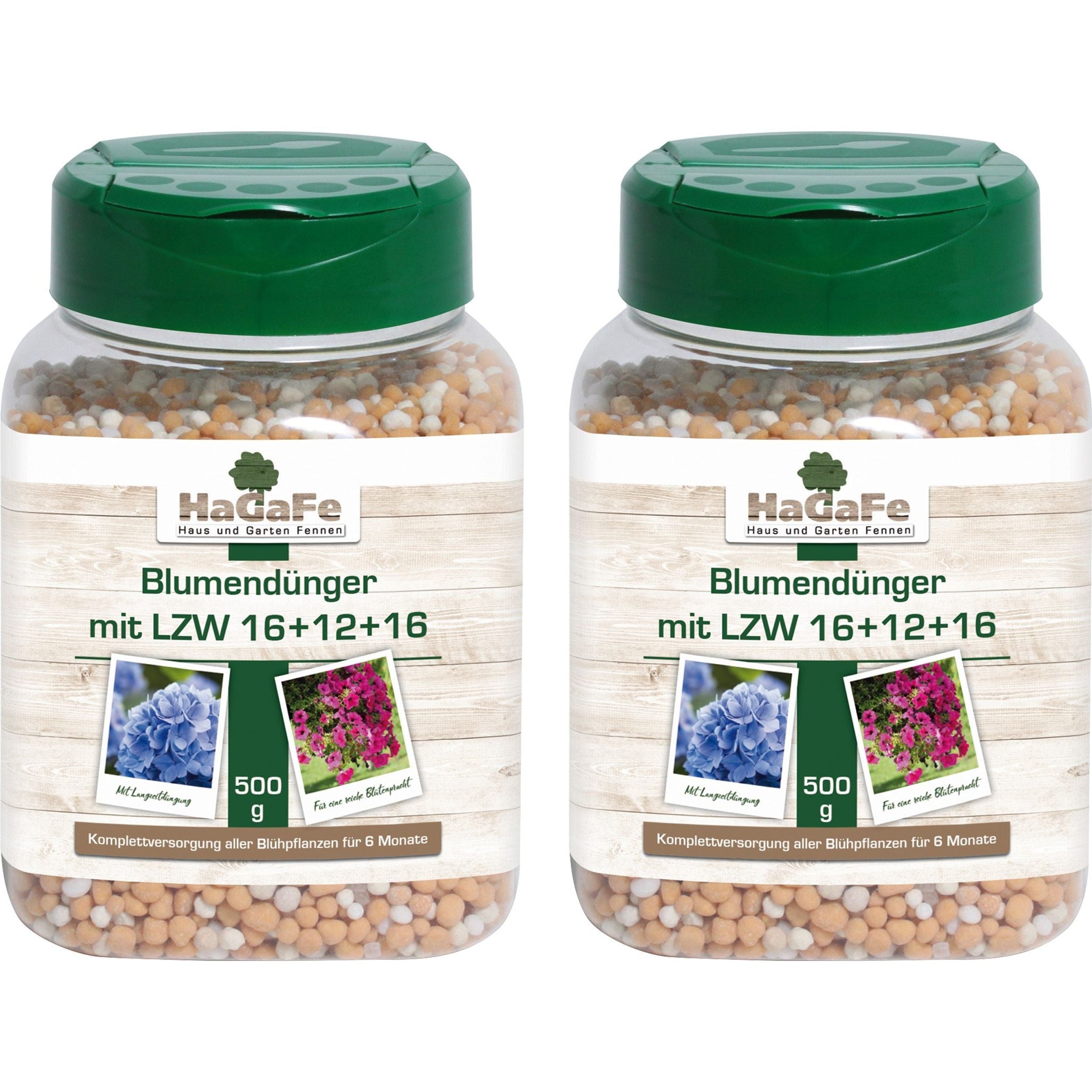 HaGaFe Blumendünger, Balkonkastendünger, Kübeldünger mit 6 Monate Langzeitwirkung, 16+12+16 500g Dose