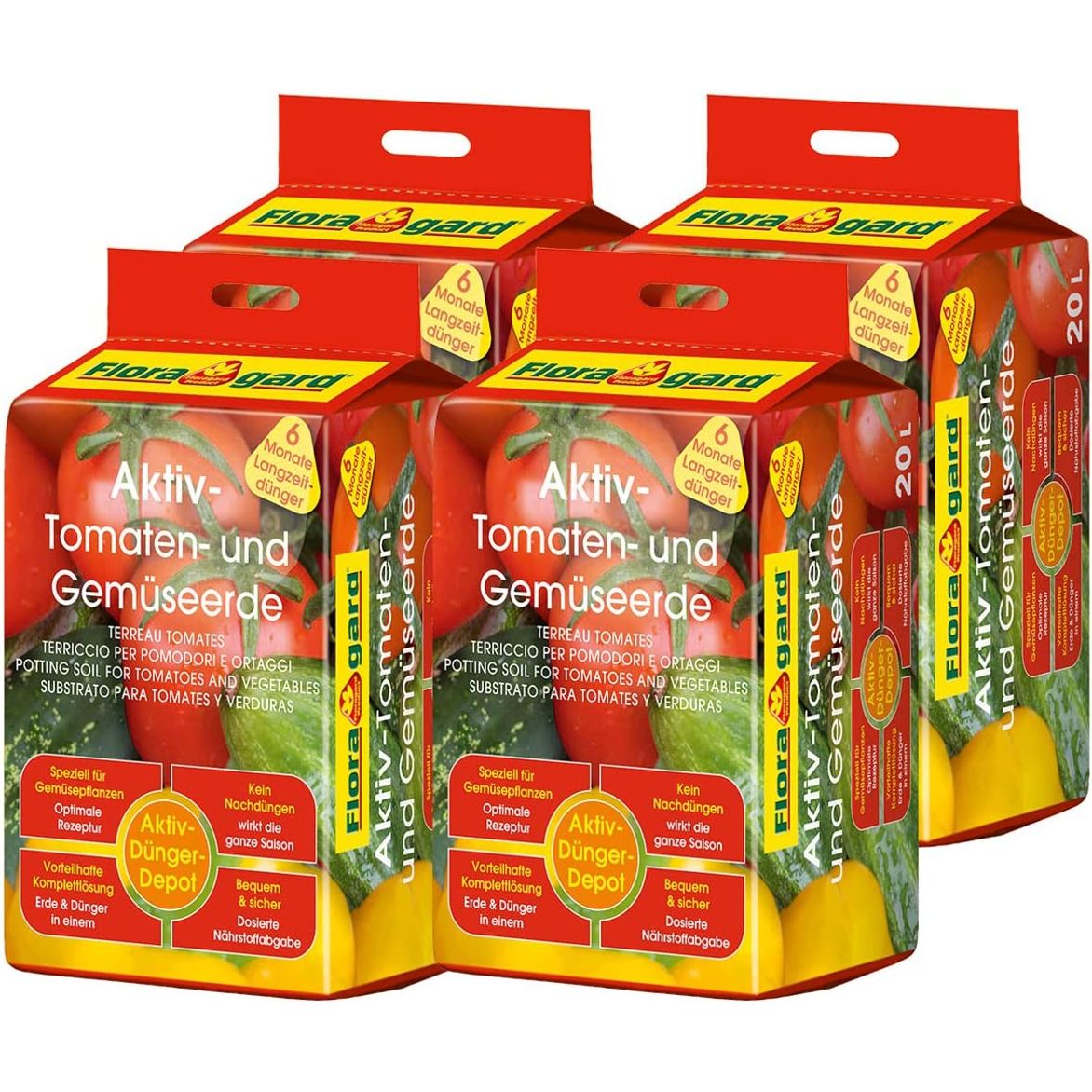 Floragard Aktiv Tomatenerde, Gemüseerde mit Aktiv Düngerdepot, Guano und Aqua Plus