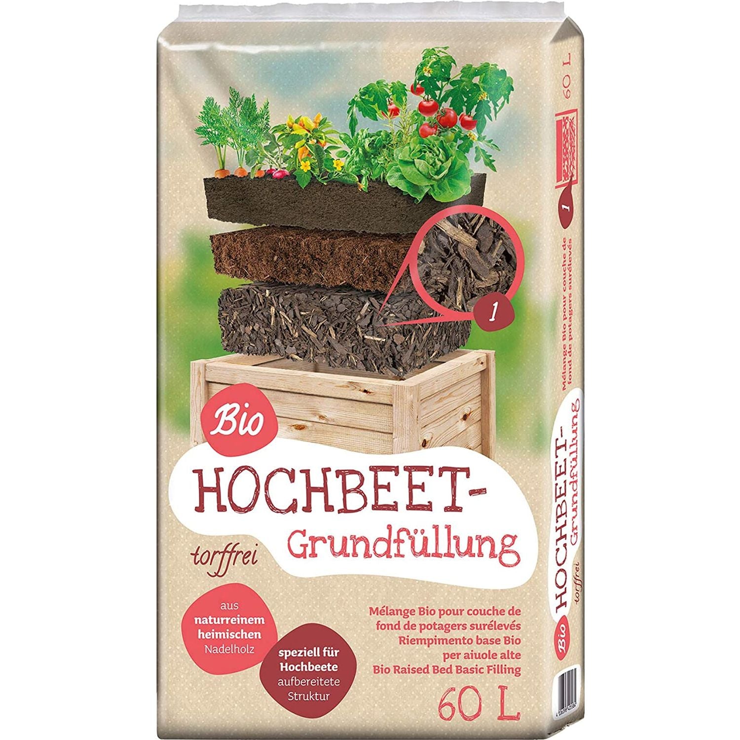 60 L Floragard Uni Bio Hochbeet Grundfüllung, Hochbeetfüllung, aus heimischen Gehölzen