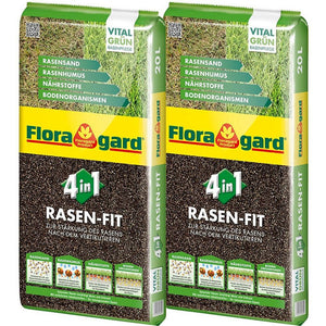 Floragard Rasenfit 4 in 1, Rasensand, Rasendünger, Sand, Dünger, Rasen, Vertikutieren