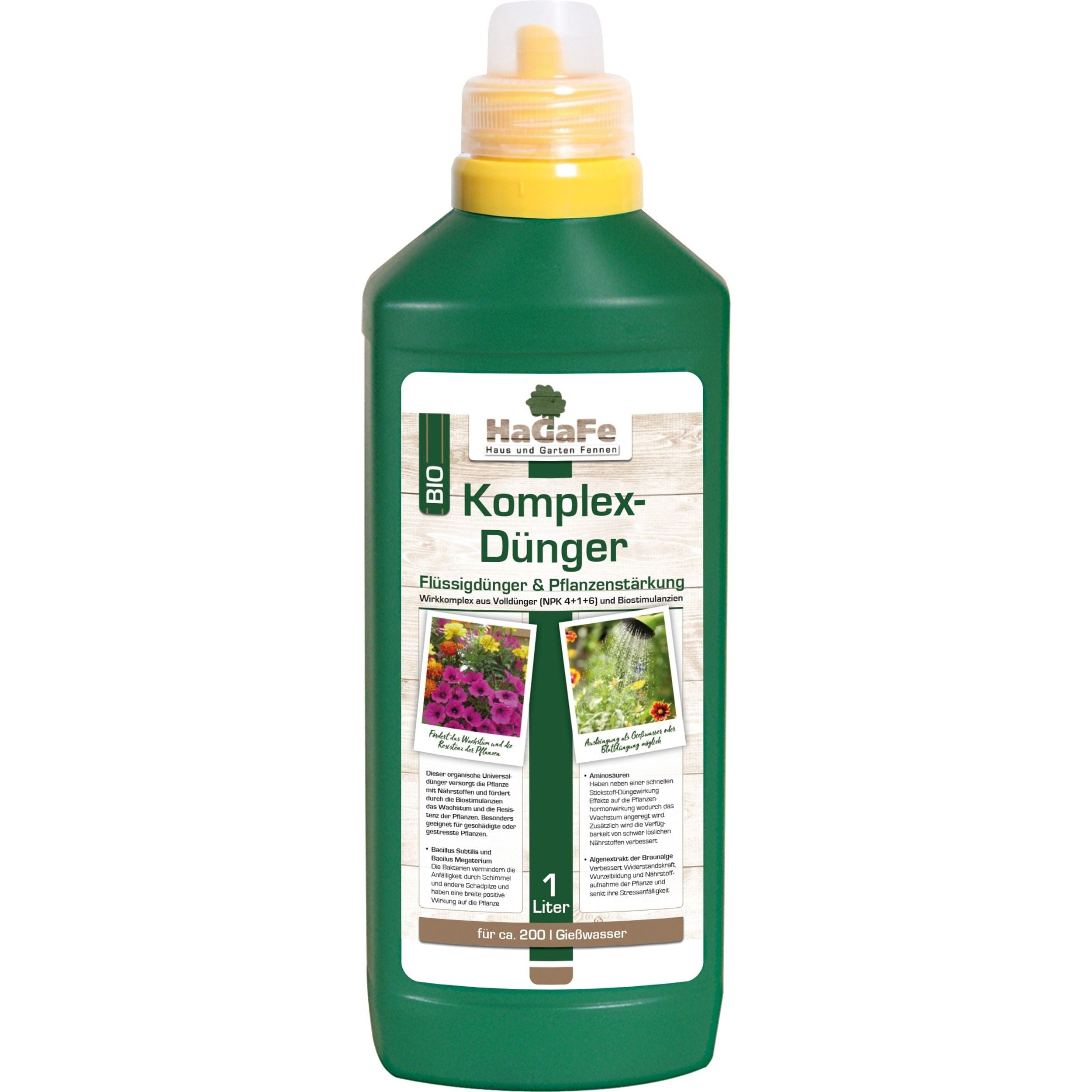 HaGaFe Bio Komplexdünger, Flüssigdünger, Universaldünger und Pflanzenstärkung, Blattdünger mit Bacillus Subtilis und Bacillus Megaterium