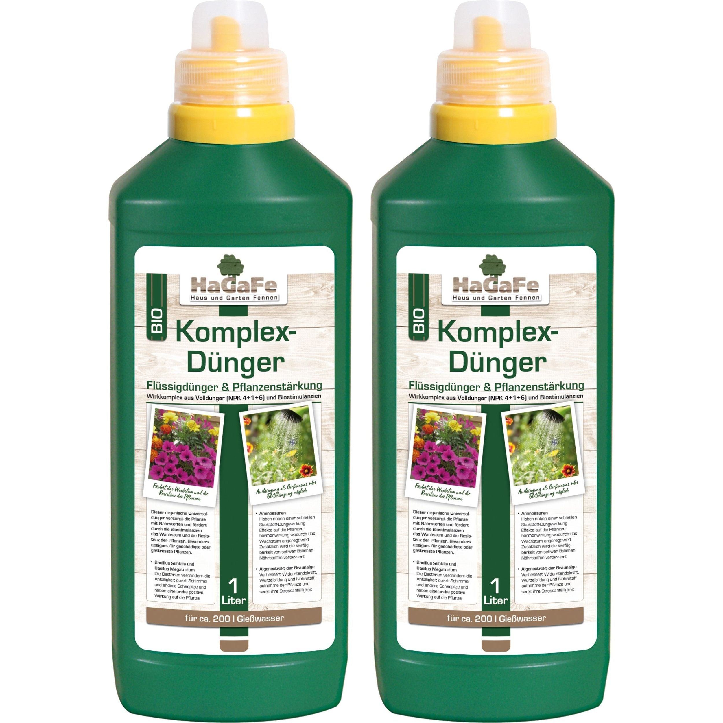HaGaFe Bio Komplexdünger, Flüssigdünger, Universaldünger und Pflanzenstärkung, Blattdünger mit Bacillus Subtilis und Bacillus Megaterium