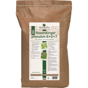 HaGaFe Bio Rasendünger, rein pflanzlich im Papierbeutel, Rasen - Dünger mit Langzeitwirkung, staubarme Krümelstruktur