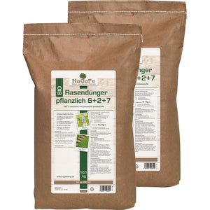 HaGaFe Bio Rasendünger, rein pflanzlich im Papierbeutel, Rasen - Dünger mit Langzeitwirkung, staubarme Krümelstruktur