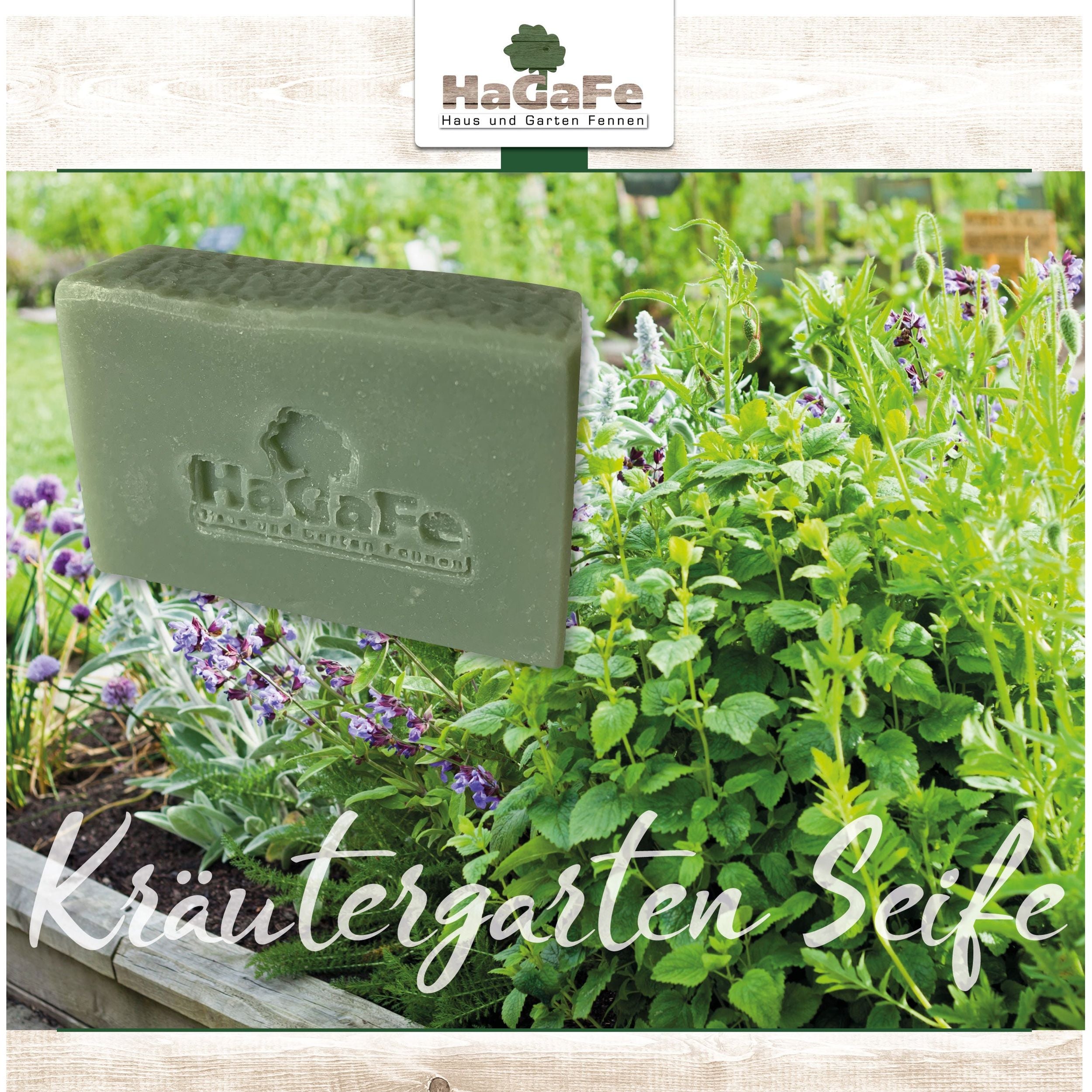 HaGaFe Kräutergartenseife, vegane handgemachte Naturseife, feste Seife, mit Biozutaten