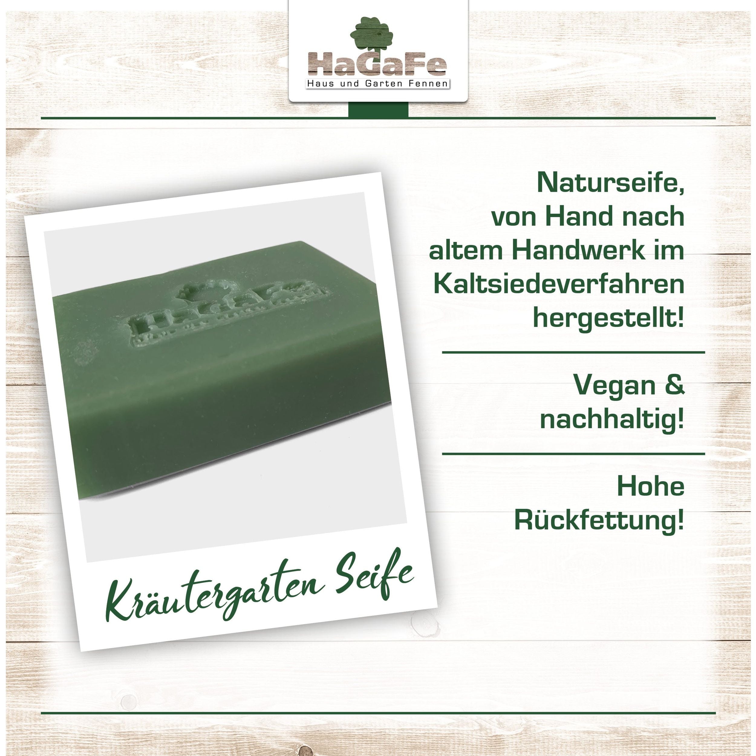 HaGaFe Kräutergartenseife, vegane handgemachte Naturseife, feste Seife, mit Biozutaten
