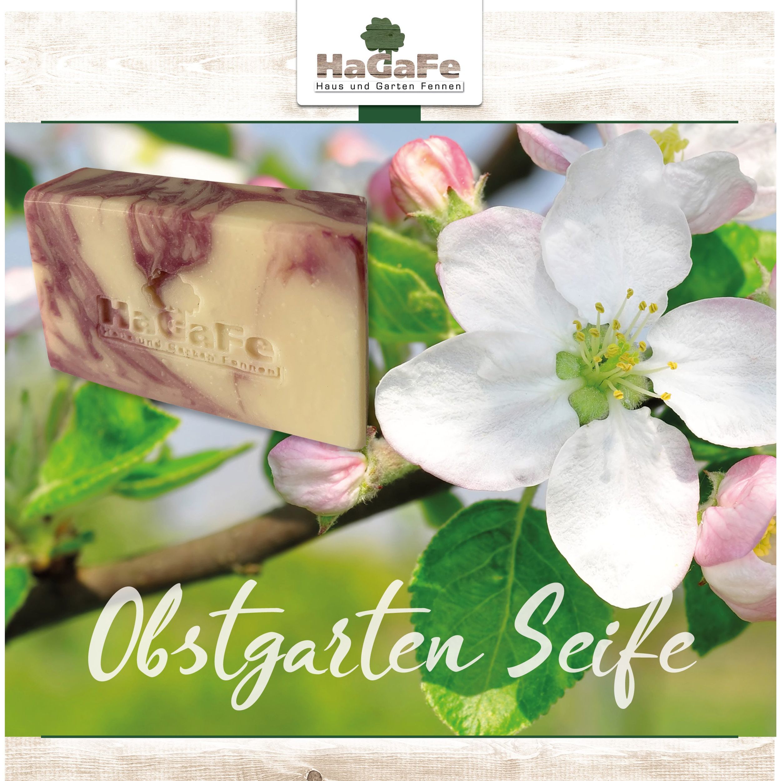 HaGaFe Obstgartenseife, vegane handgemachte Naturseife, feste Seife, mit Biozutaten