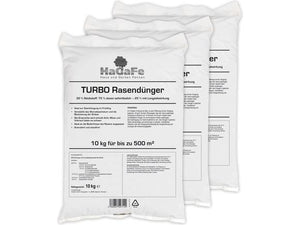 HaGaFe TURBO Rasendünger mit 30% Stickstoff, Rasen - Dünger mit Sofortwirkung und 120 Tage Langzeitwirkung, für ein dauerhaftes sattes Grün