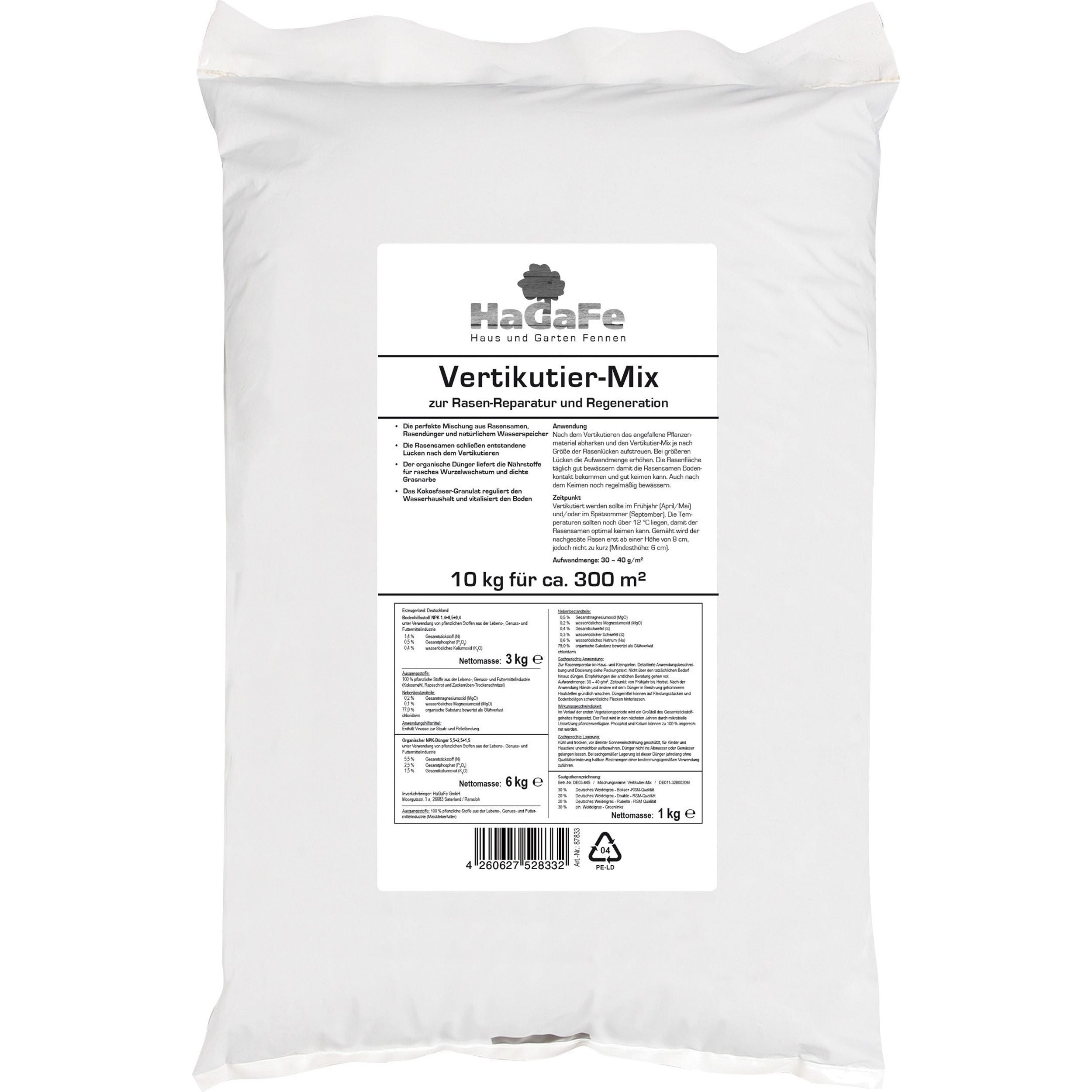 HaGaFe Vertikutier - Mix zur Rasenreparatur und Regeneration Menge | 10 kg (1 x 10 kg)