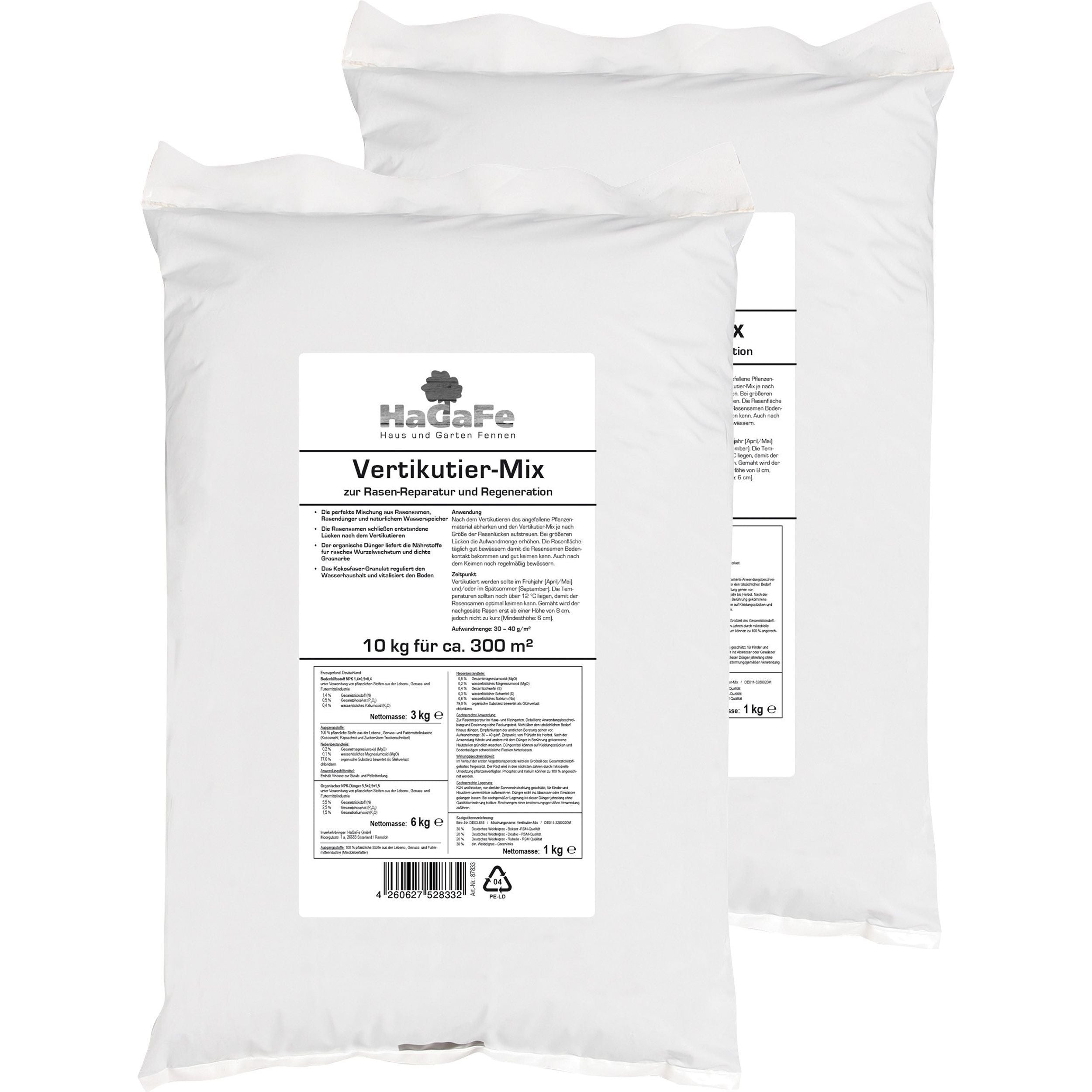 HaGaFe Vertikutier - Mix zur Rasenreparatur und Regeneration Menge | 20 kg (2 x 10 kg)