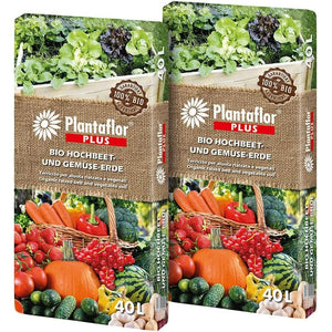 Plantaflor Plus Bio Hochbeeterde, Gemüseerde, torfreduziert, Tomatenerde, Gurkenerde, Paprikaerde