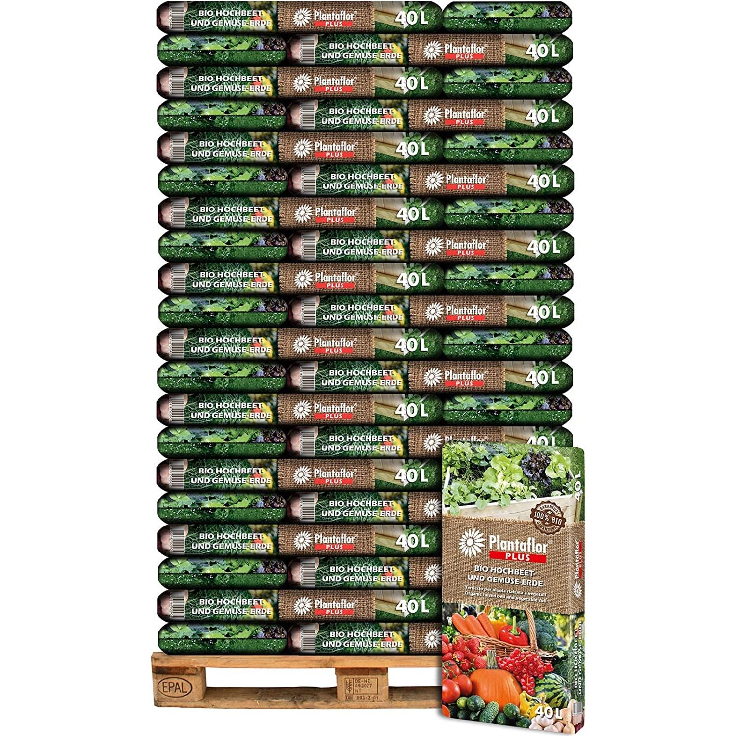 Plantaflor Plus Bio Hochbeeterde, Gemüseerde, torfreduziert, Tomatenerde, Gurkenerde, Paprikaerde