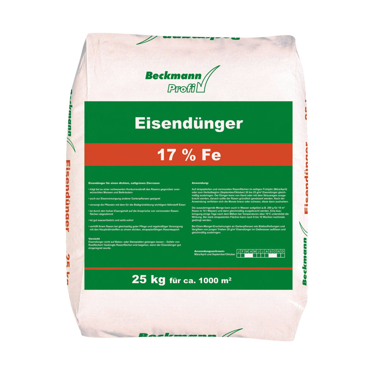 Beckmann TURBO Moosverdränger 25 kg Eisendünger Rasendünger ohne Pflan –  HaGaFeShop