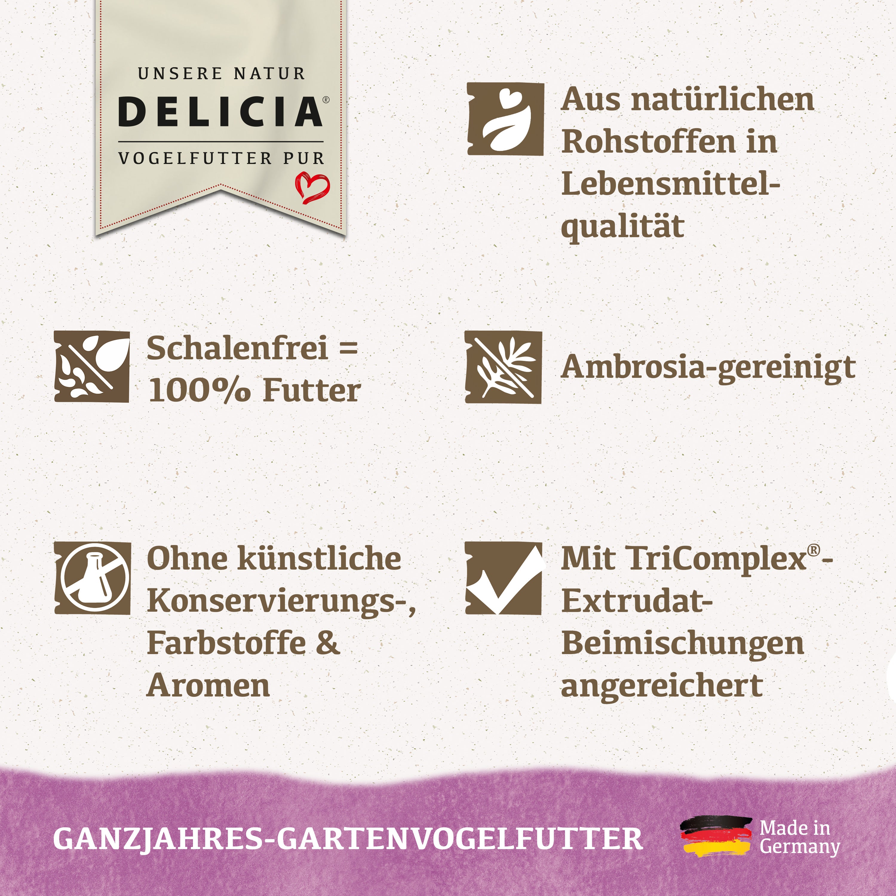 Delicia Aufbau Futter Mix, Vogelfutter, Streufutter, mit Mehlwürmern, Erdnüssen und Sonnenblumenkernen, Ambrosia gereinigt, Schalenfrei